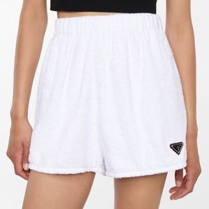 PRADA Terry Shorts White Cotton Terry Cloth Nylon